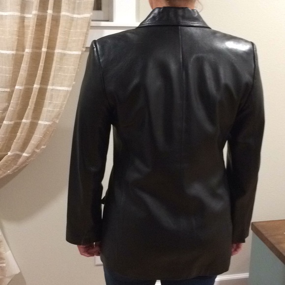 NWT Black Linda Allard Ellen Tracy Leather Blazer - Picture 7 of 7